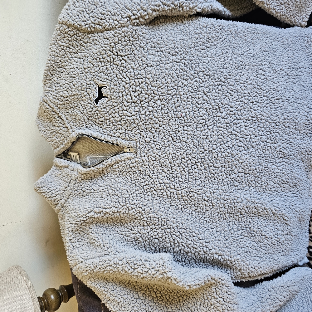 Gray Sherpa Pullover with Logo